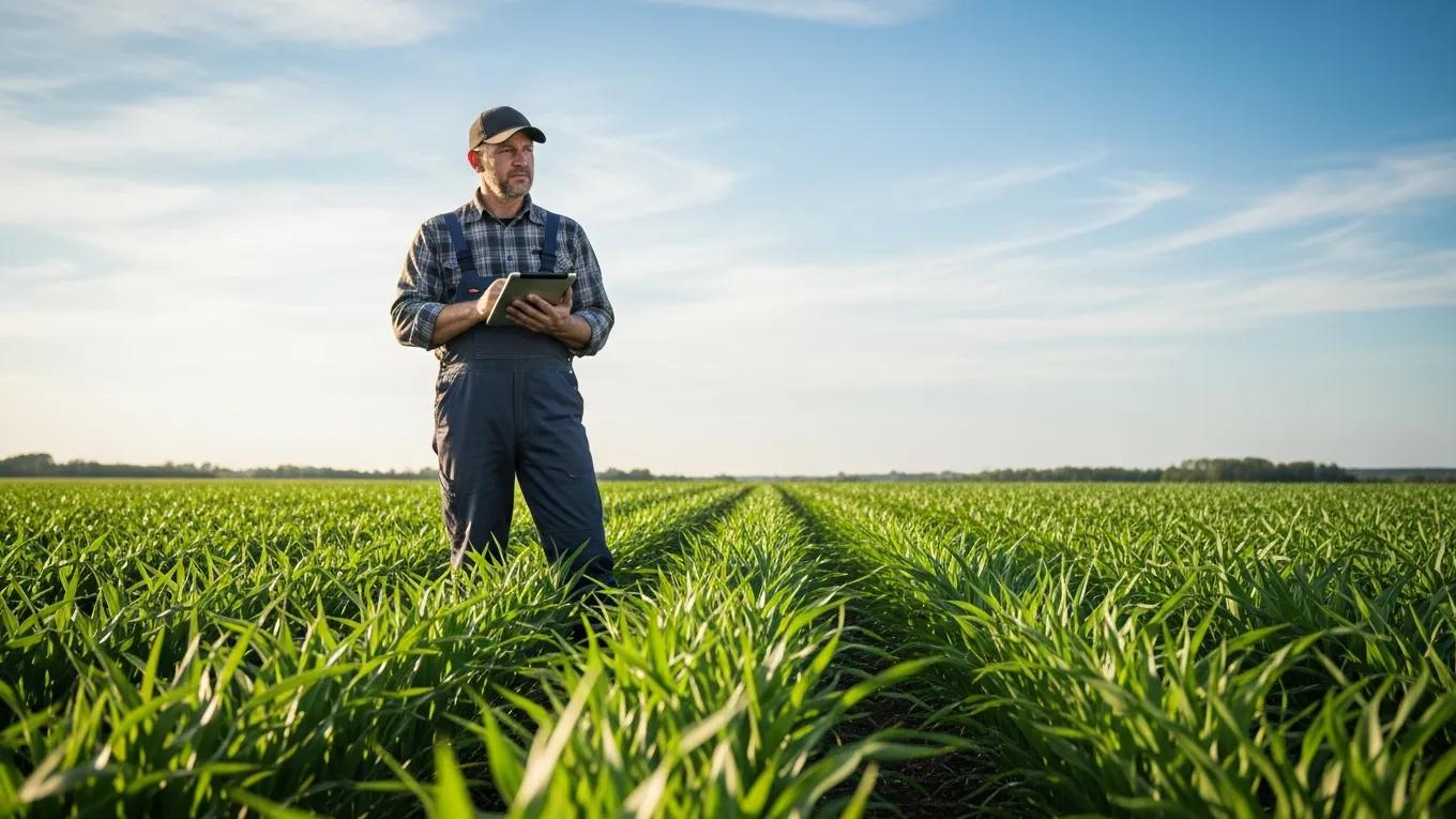 Farmer inspecting crops in Idaho, highlighting the importance of crop insurance