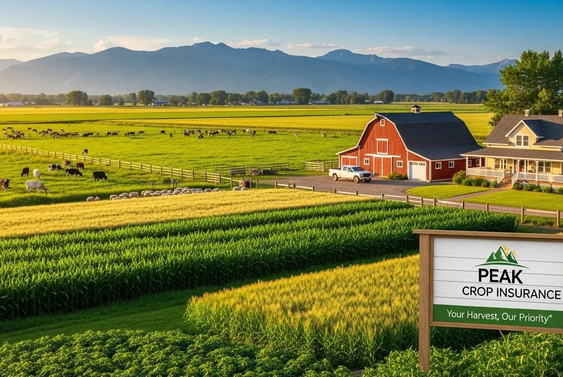 Idaho farm landscape with crops and livestock representing agricultural insurance solutions