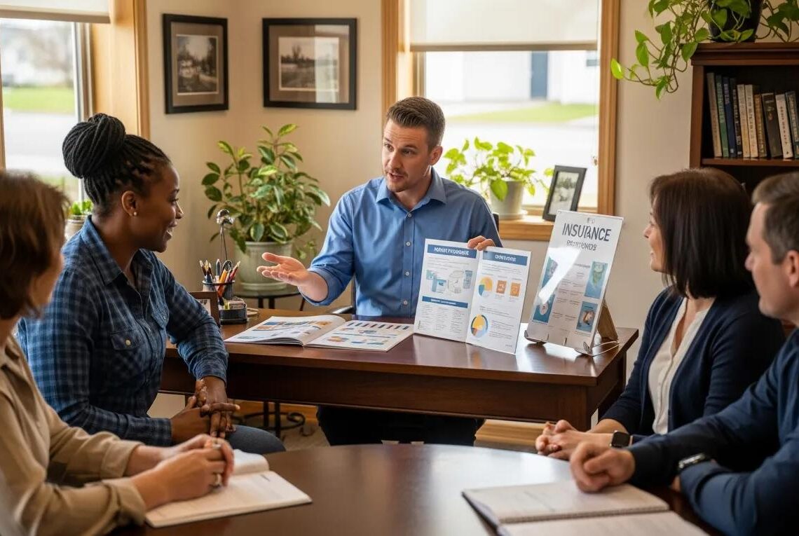 Local insurance agent assisting clients in Oxford, Idaho, showcasing personalized service and community engagement