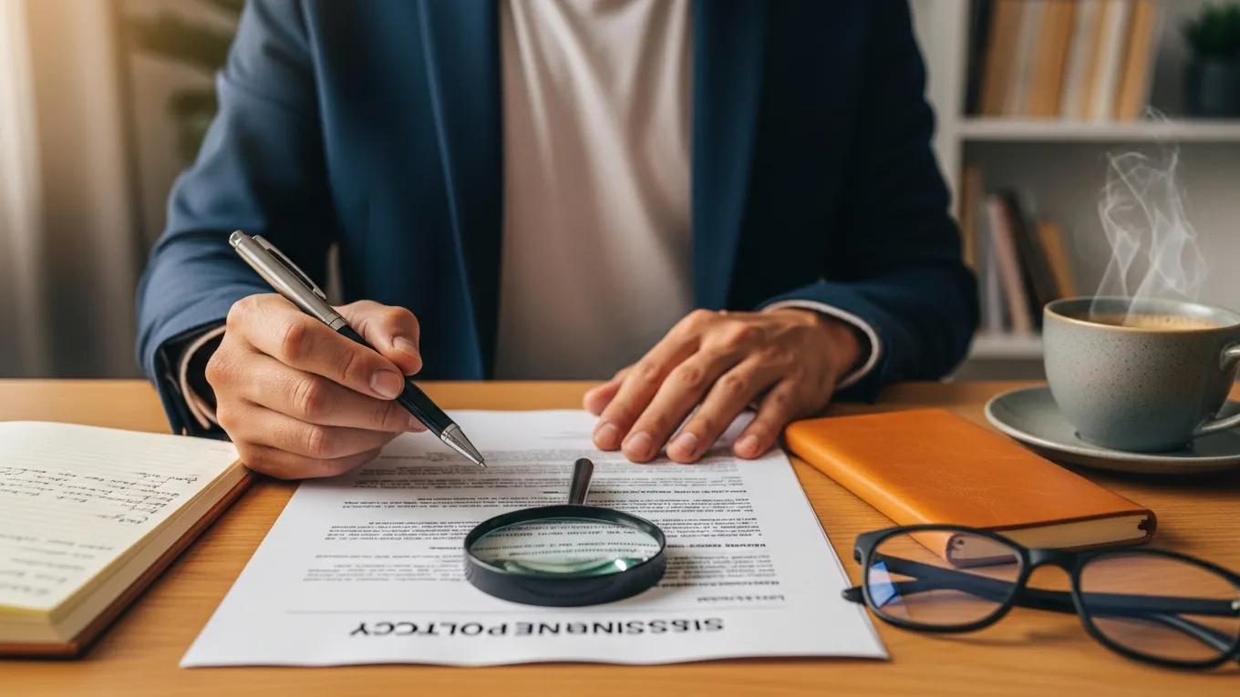 Person reviewing an insurance policy document, emphasizing transparency and consumer protections in Idaho