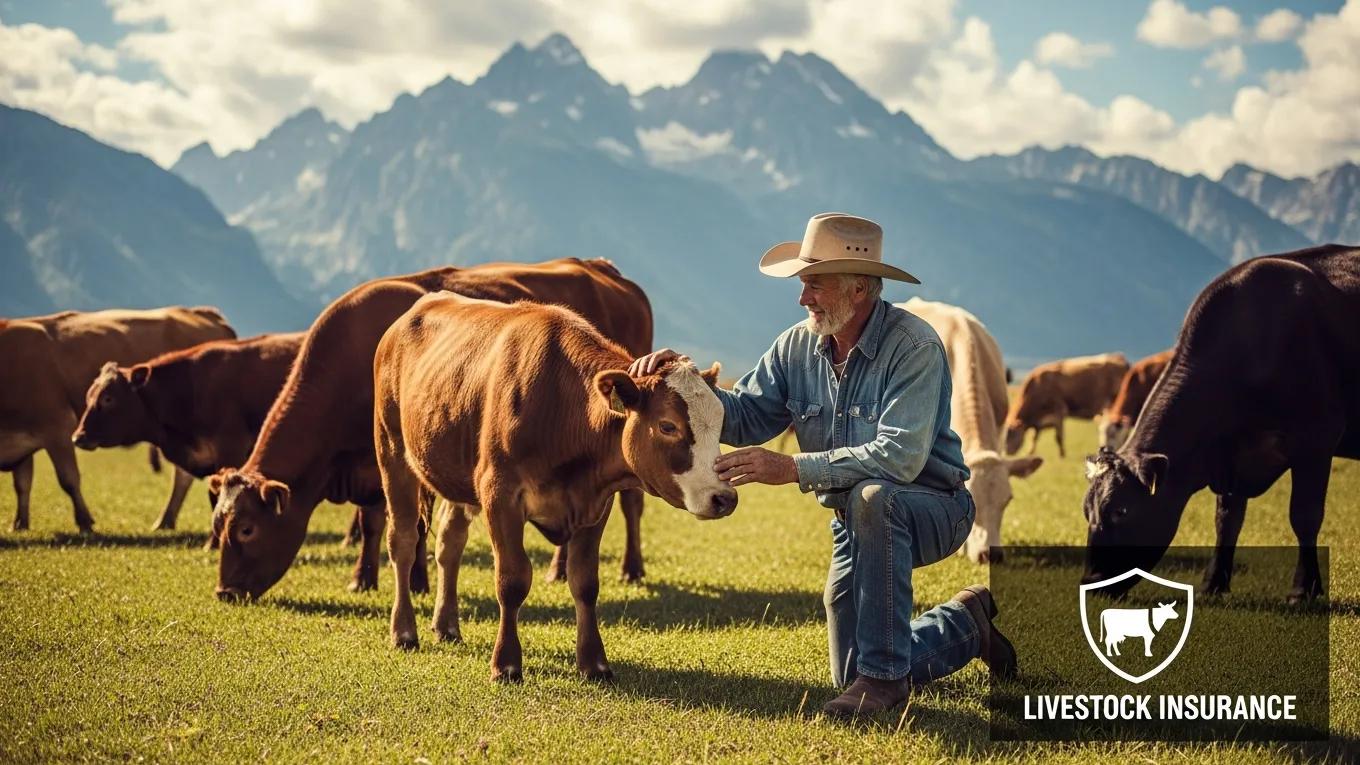 Rancher caring for cattle in Idaho, emphasizing the role of livestock insurance