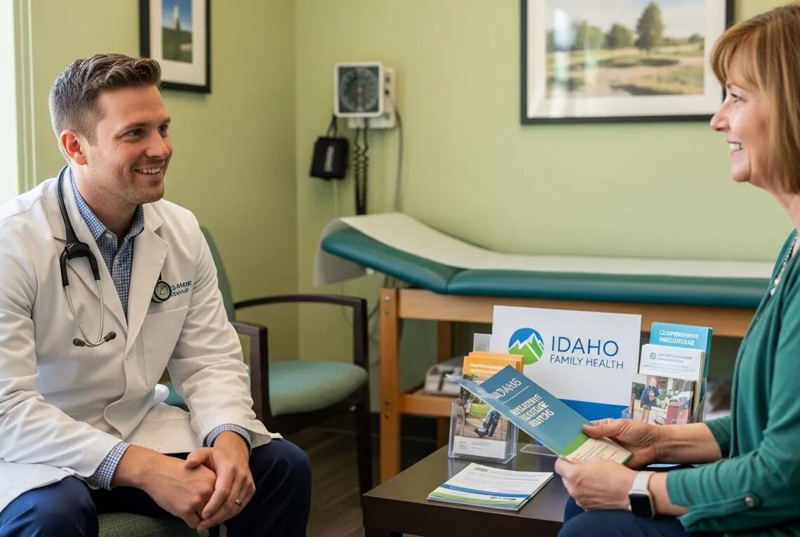 Small healthcare practice in Idaho with a provider and patient interaction, highlighting trust and professionalism