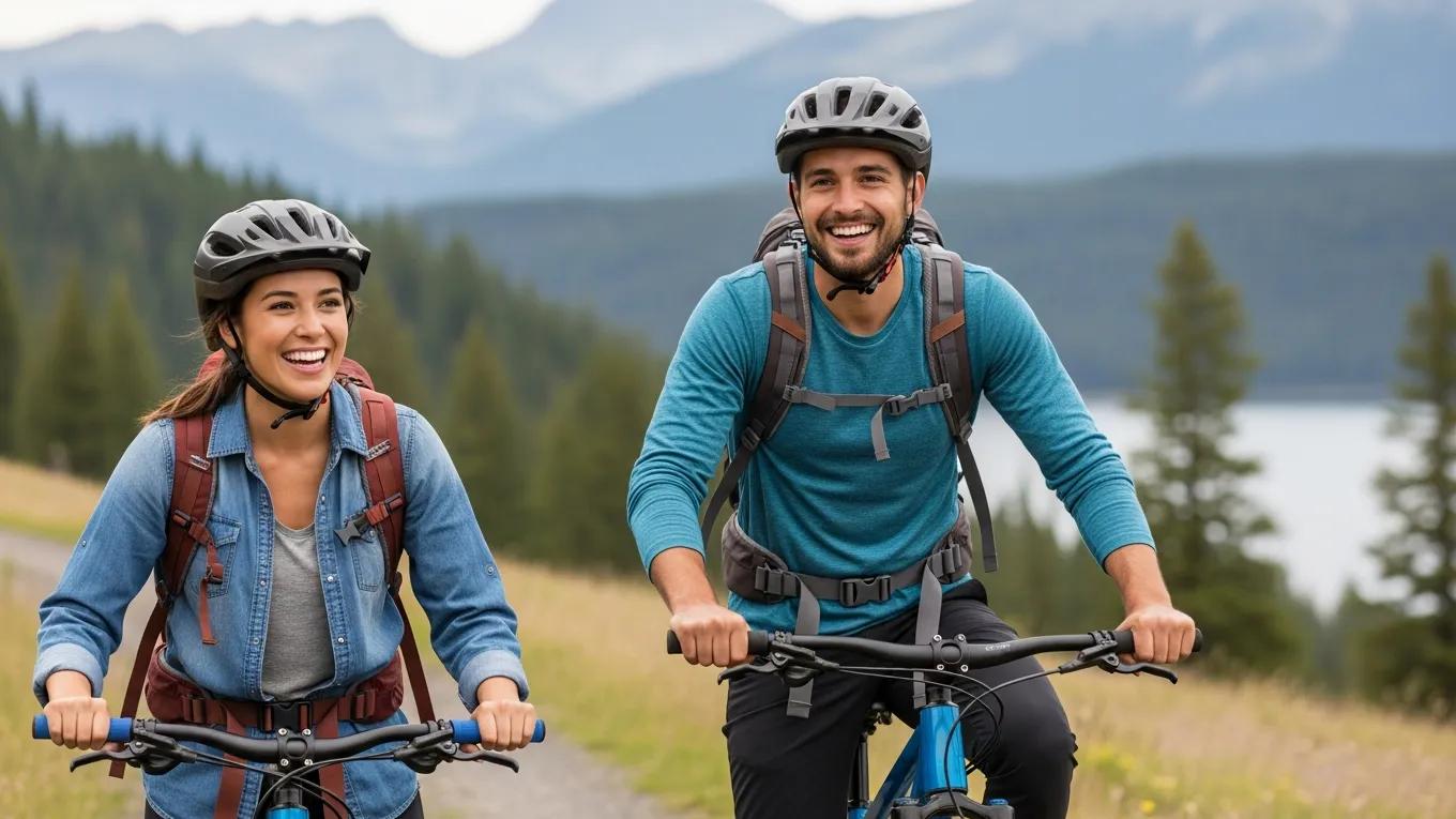 Young couple enjoying outdoor activities in Idaho, representing term life insurance benefits