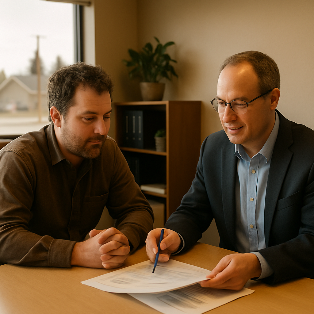 Business owner reviewing employee benefits with an advisor