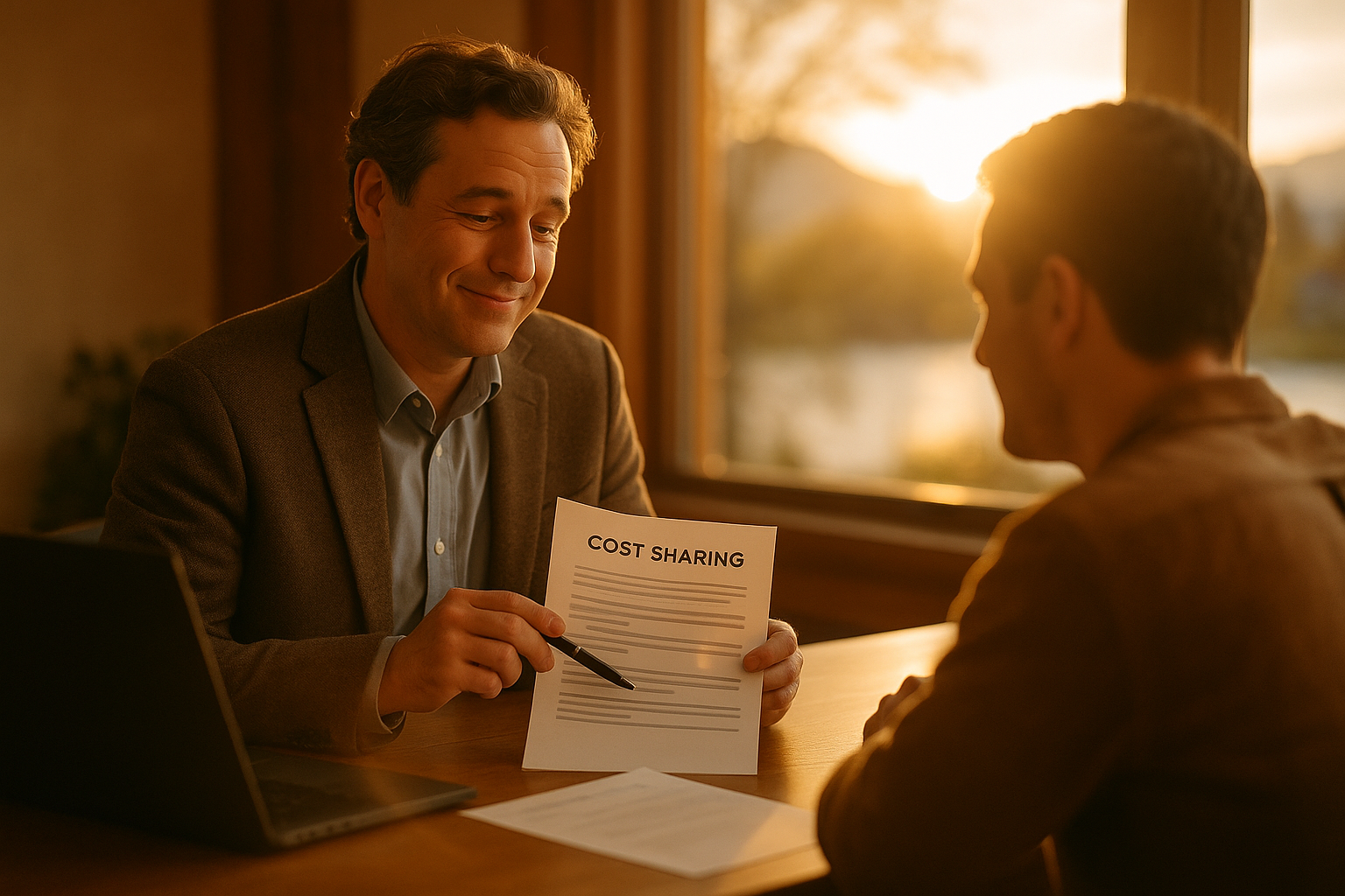 Advisor explaining cost-sharing to a client