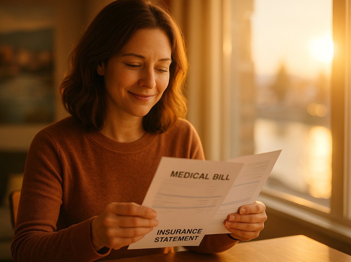 Reviewing a medical bill and insurance statement in Idaho