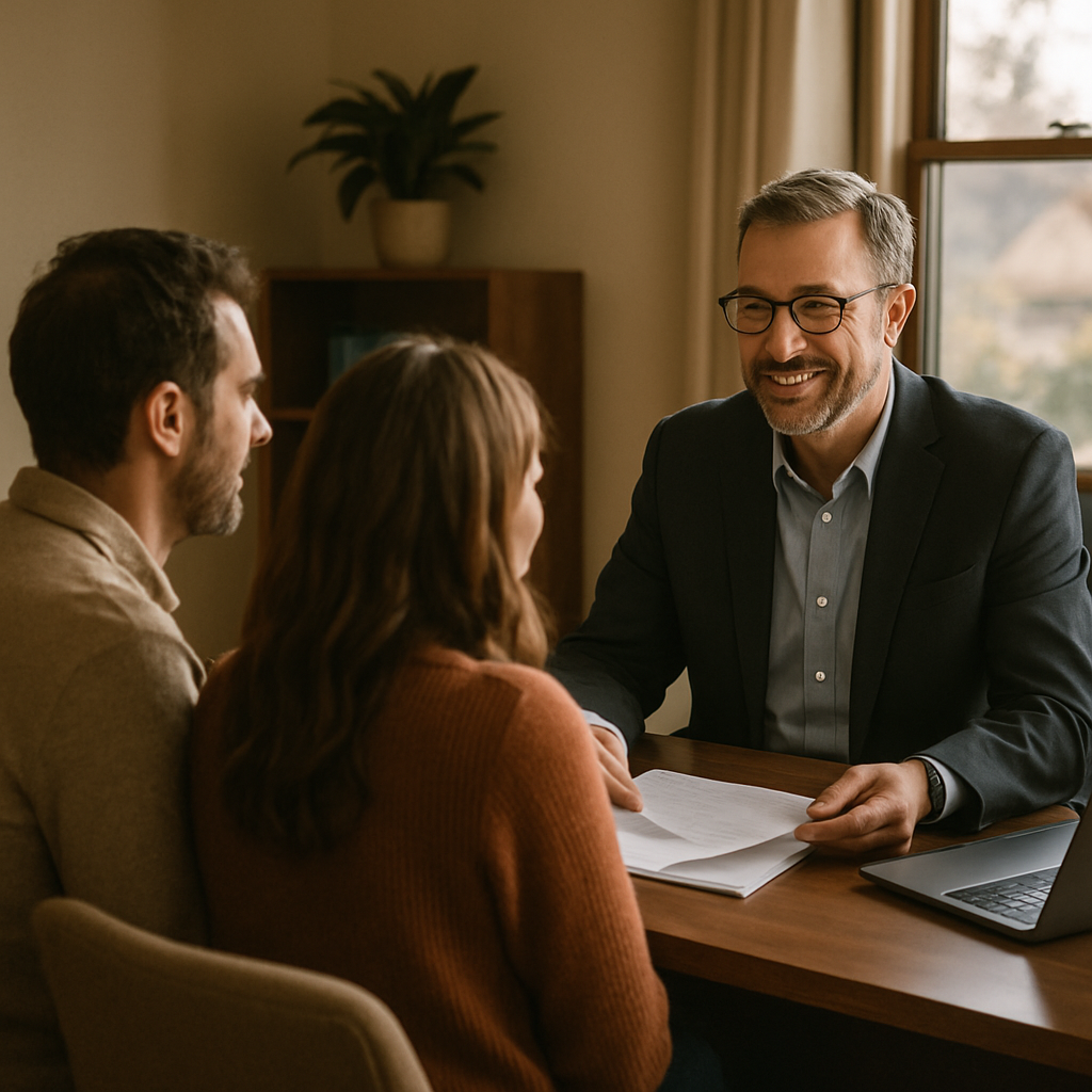 Couple meeting a life insurance advisor in Idaho