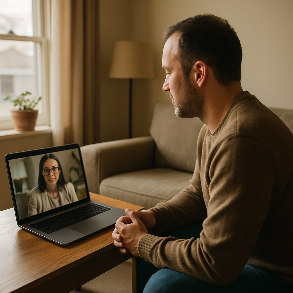 Telehealth mental health counseling session at home in Idaho