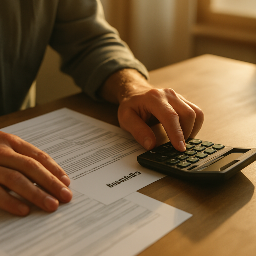 Calculating health insurance budget next to paperwork