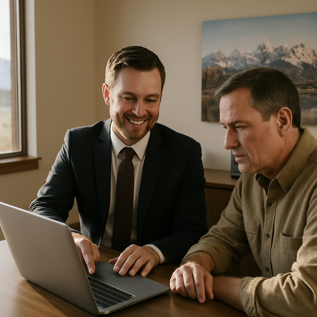 Agent reviewing after-subsidy cost estimates with an Idaho client