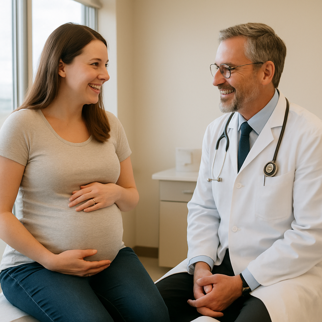 Pregnant woman at a covered prenatal checkup in Idaho