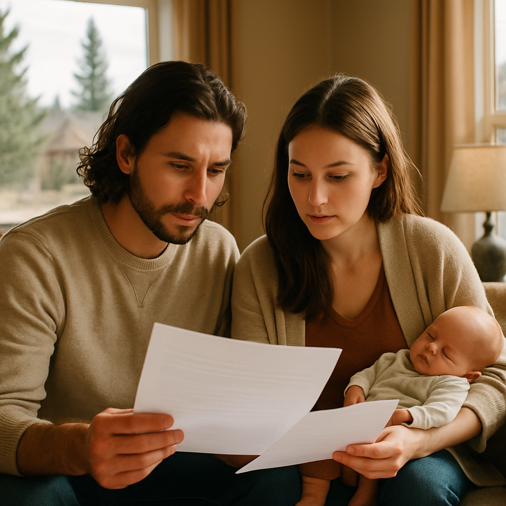 Parents adding their newborn to a health plan in Idaho