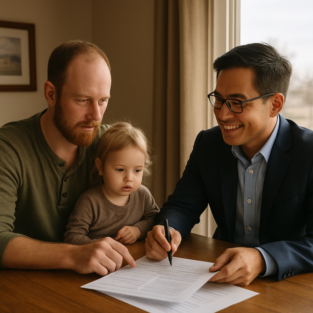 Parent and insurance advisor comparing Idaho health plan options