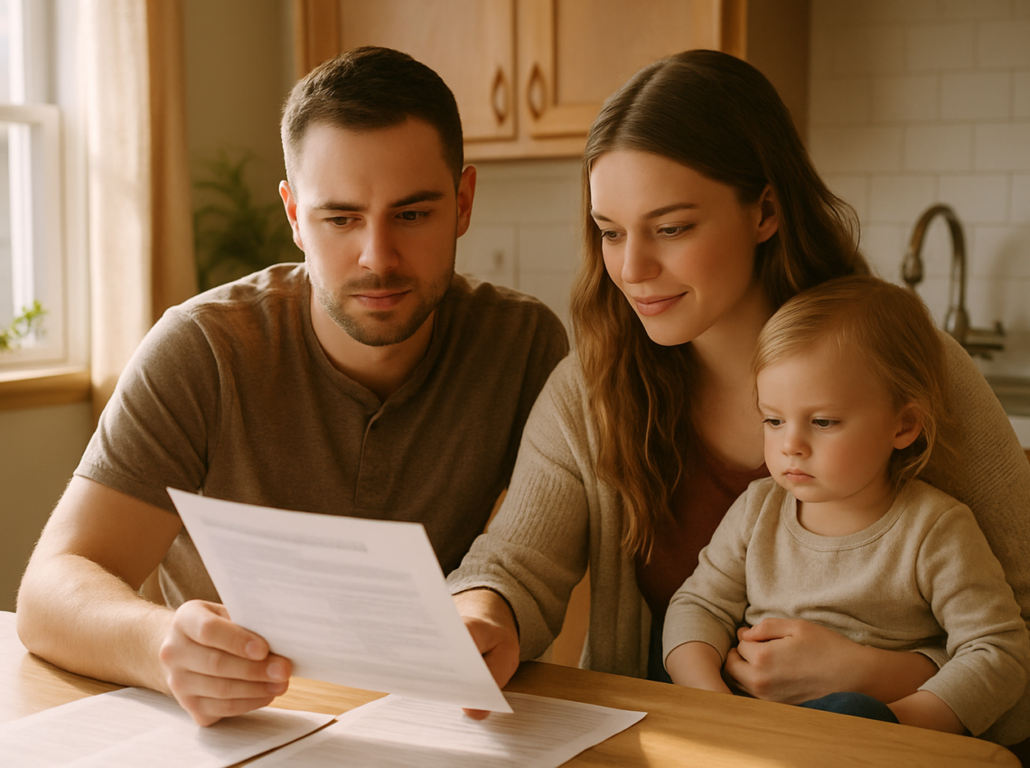 Idaho family reviewing health insurance options together at their kitchen table