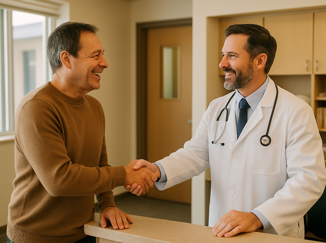 Patient greeting an in-network doctor at a local Idaho clinic