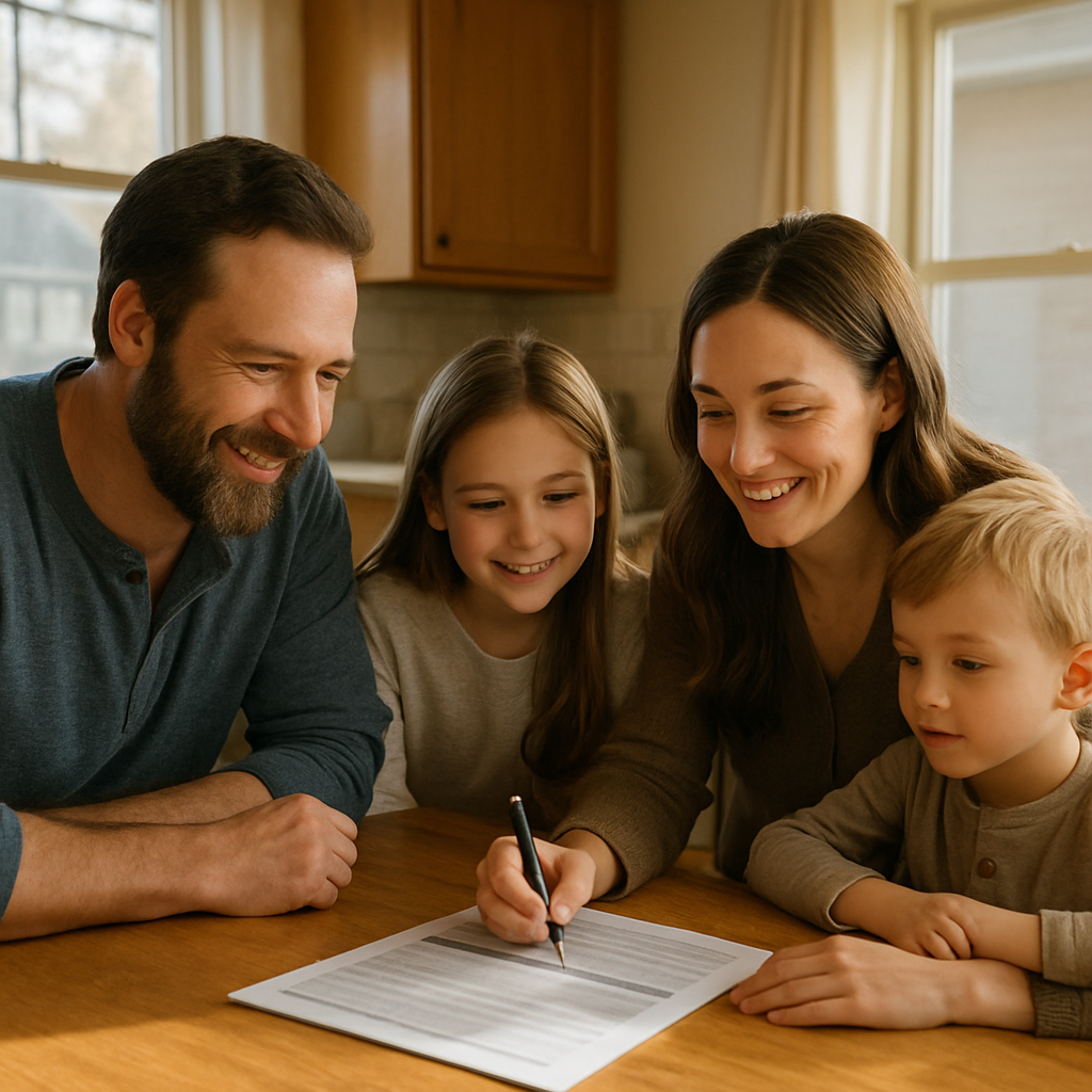 Idaho family completing a Medicaid and CHIP application at home