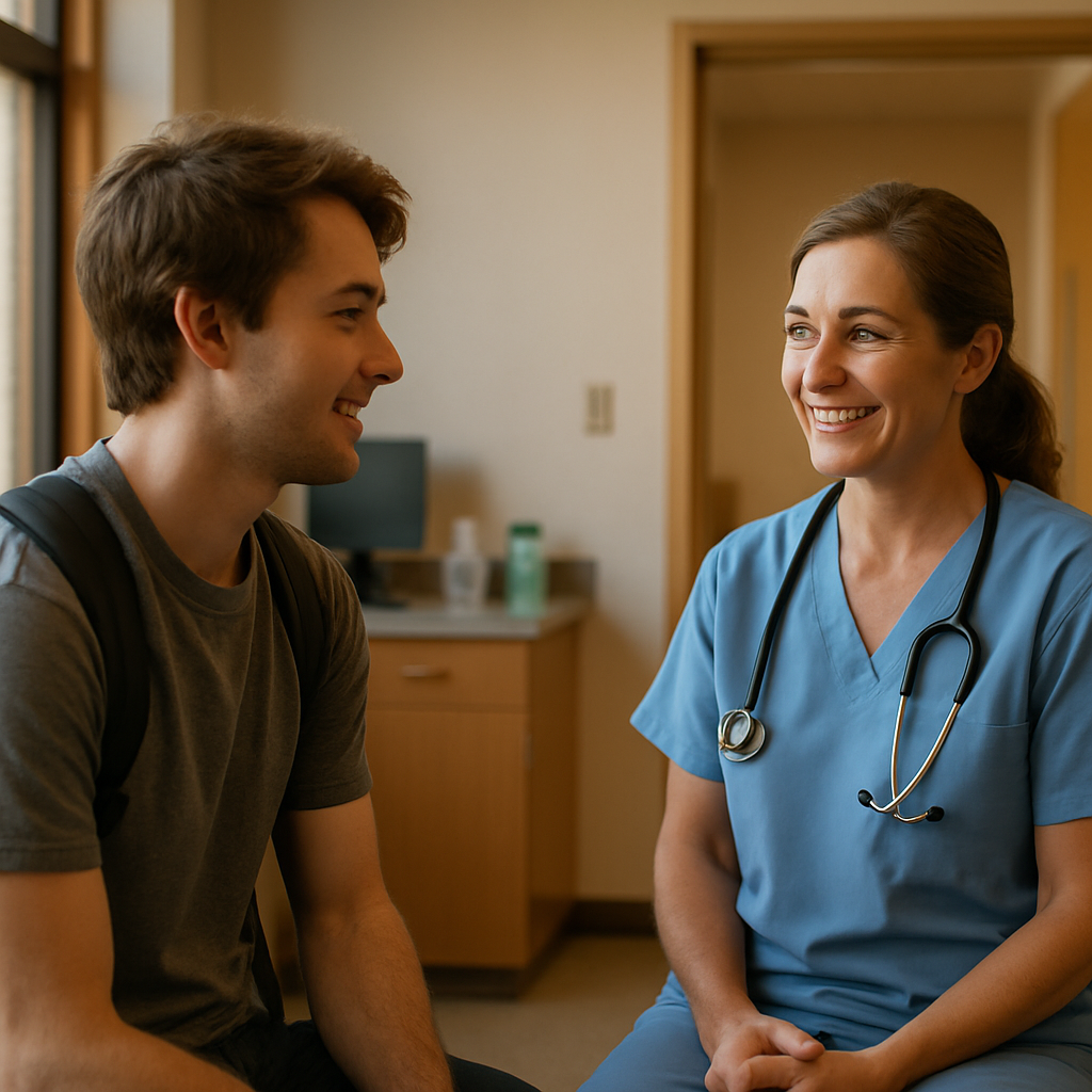 Student visiting a campus health clinic