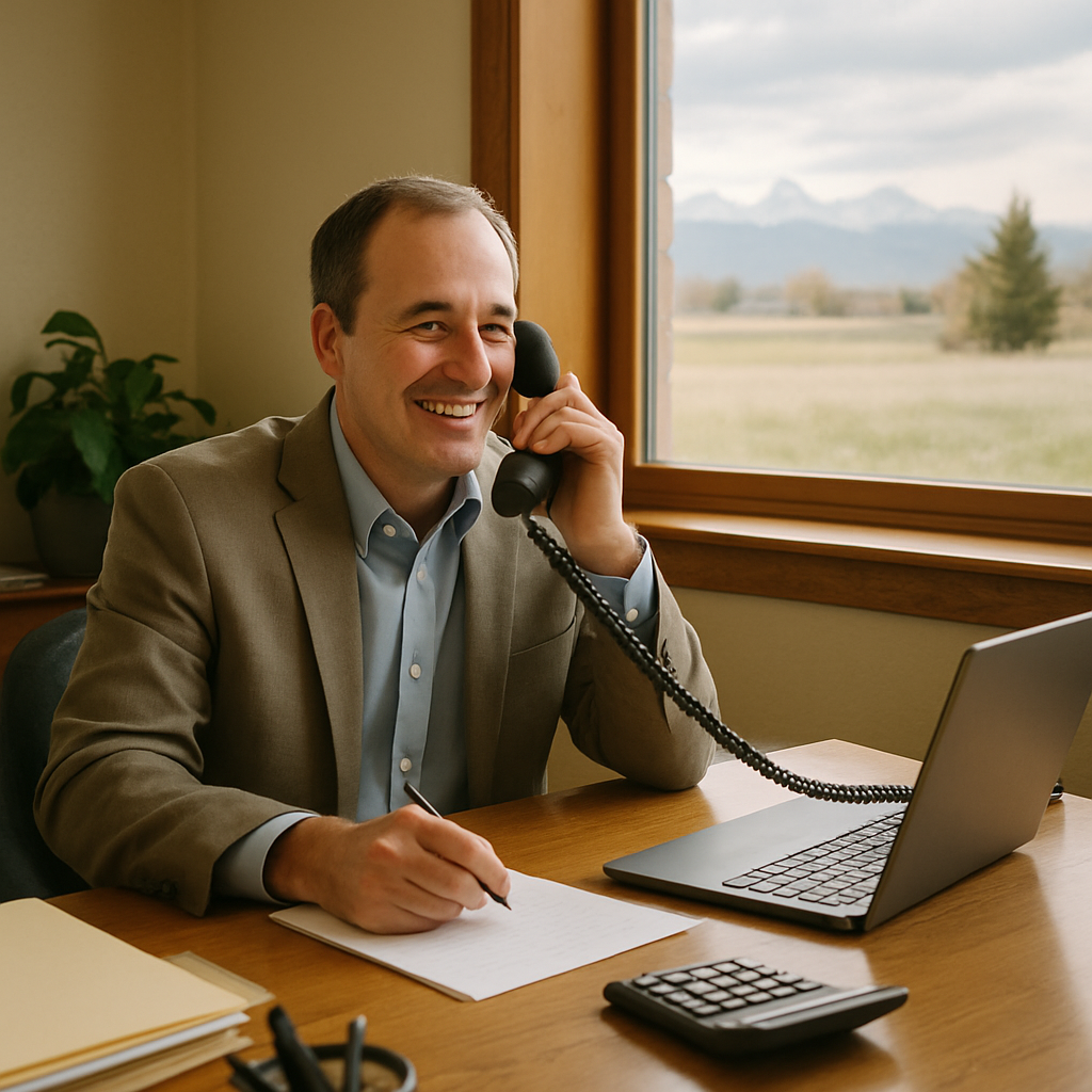 Insurance agent helping a returning client by phone with ongoing policy support