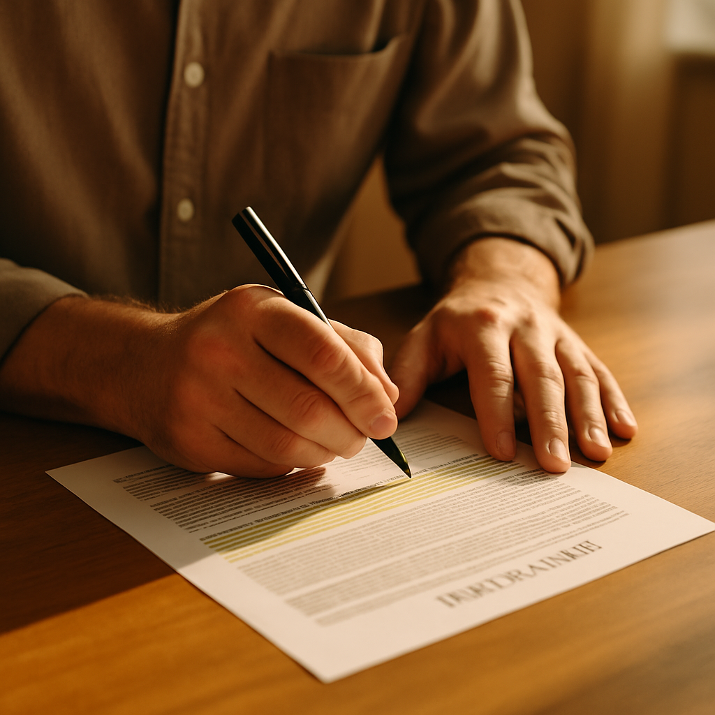 Highlighting key sections of an insurance policy document