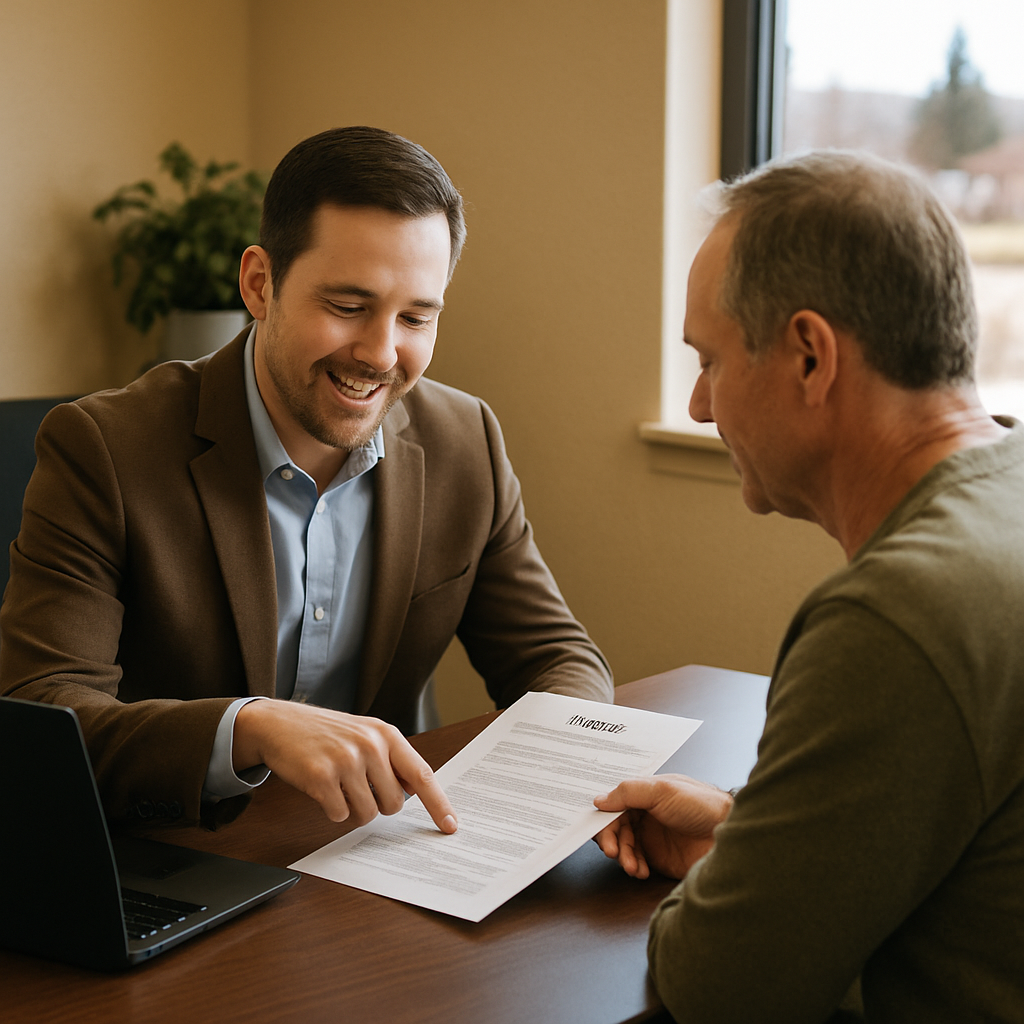Agent walking a client through their insurance policy