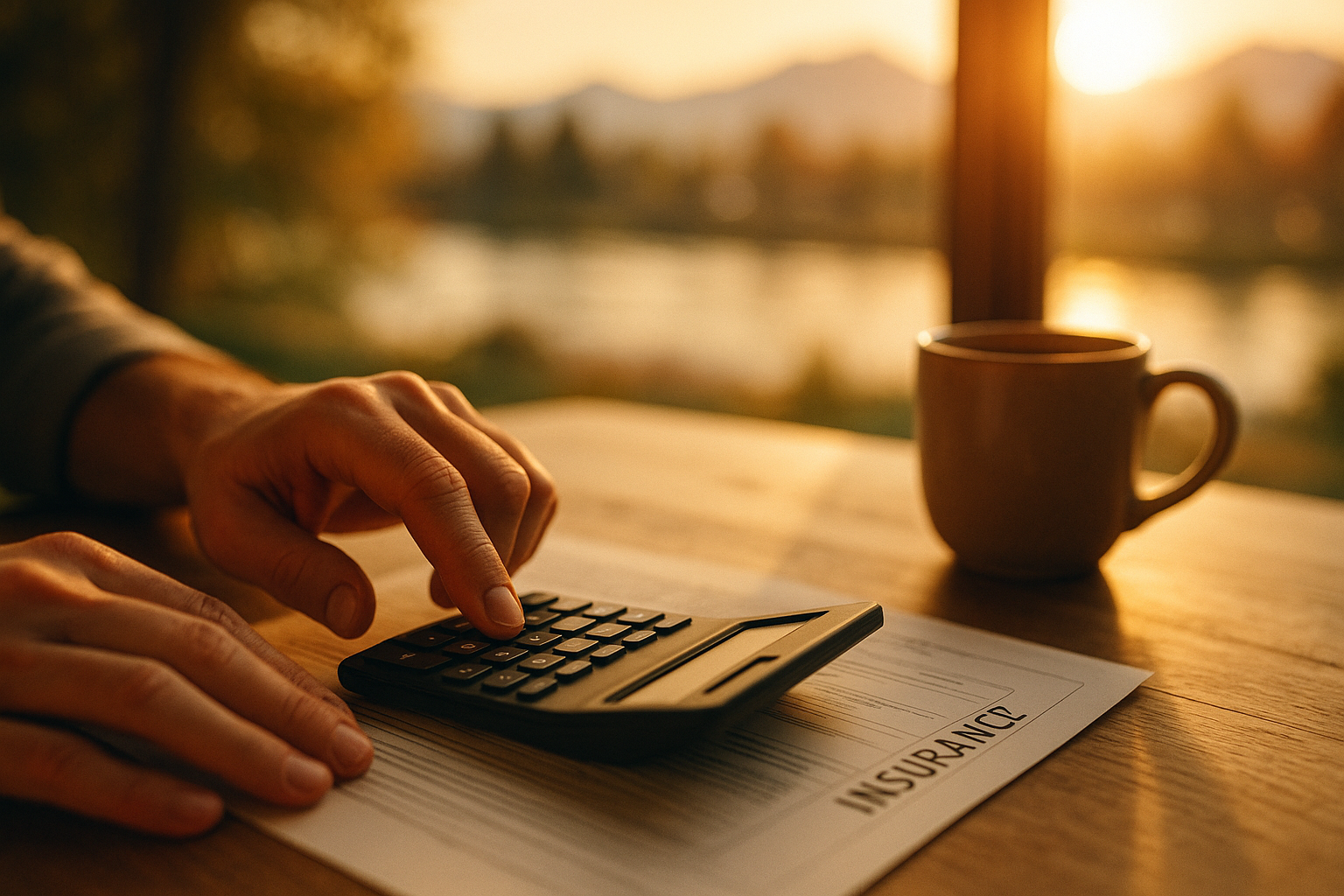 Using a calculator with insurance paperwork