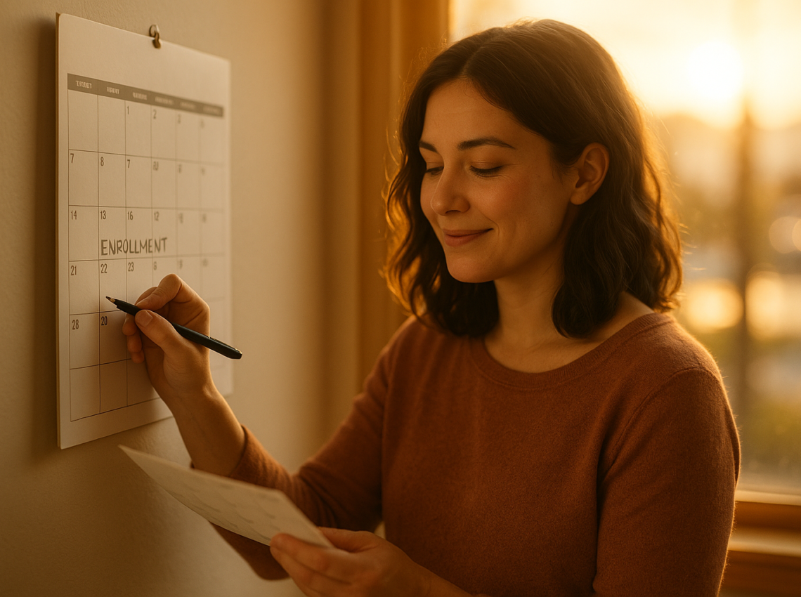 Marking insurance enrollment deadlines on a calendar in Idaho
