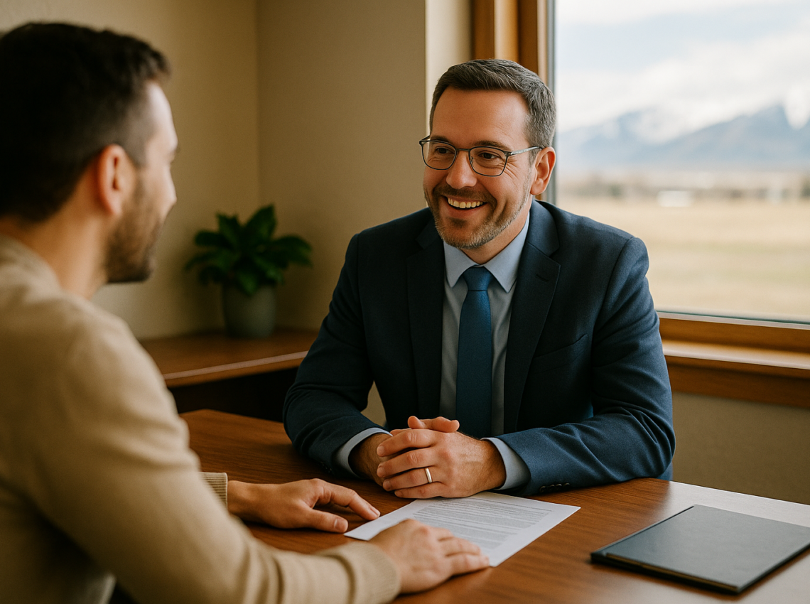 Client interviewing an insurance agent in Idaho