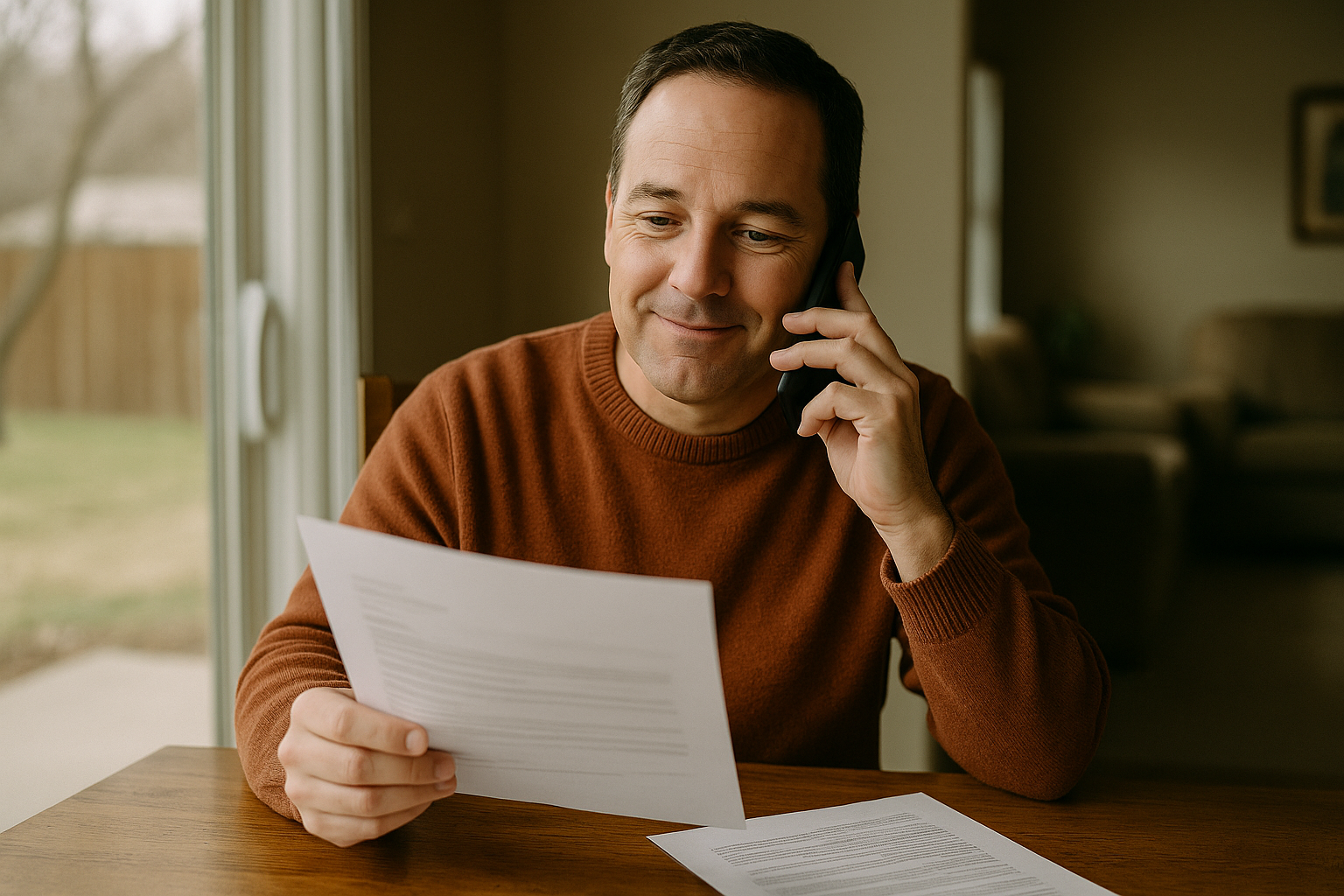 Reviewing claim documents on the phone with an insurance agent