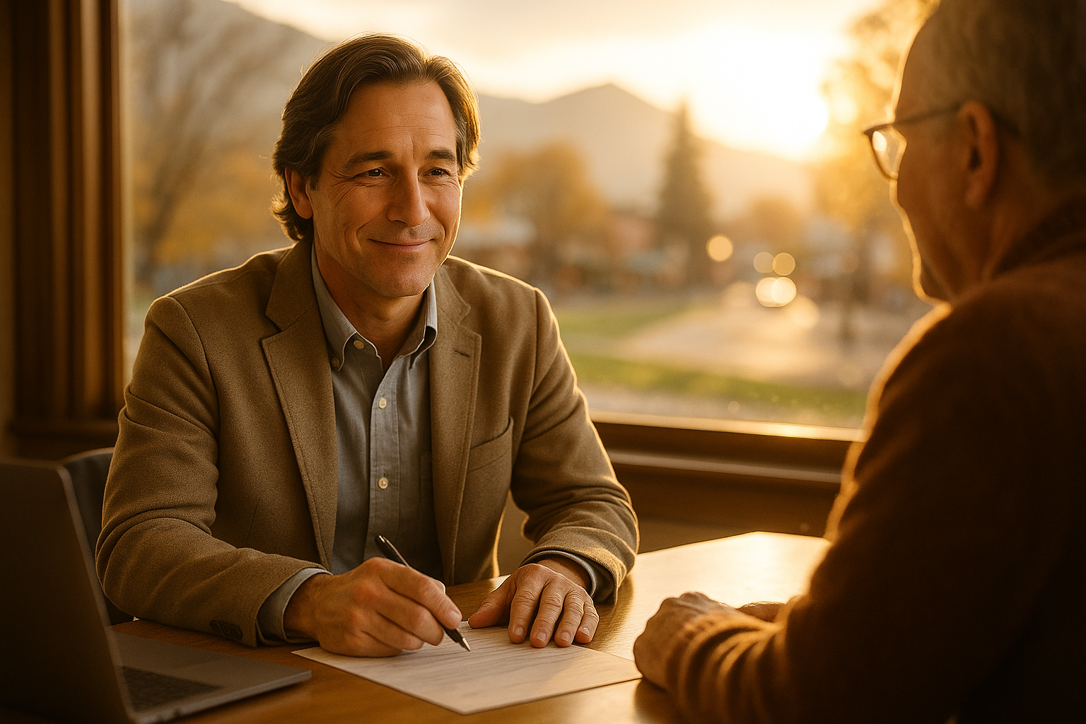 Advisor updating a client on their insurance claim