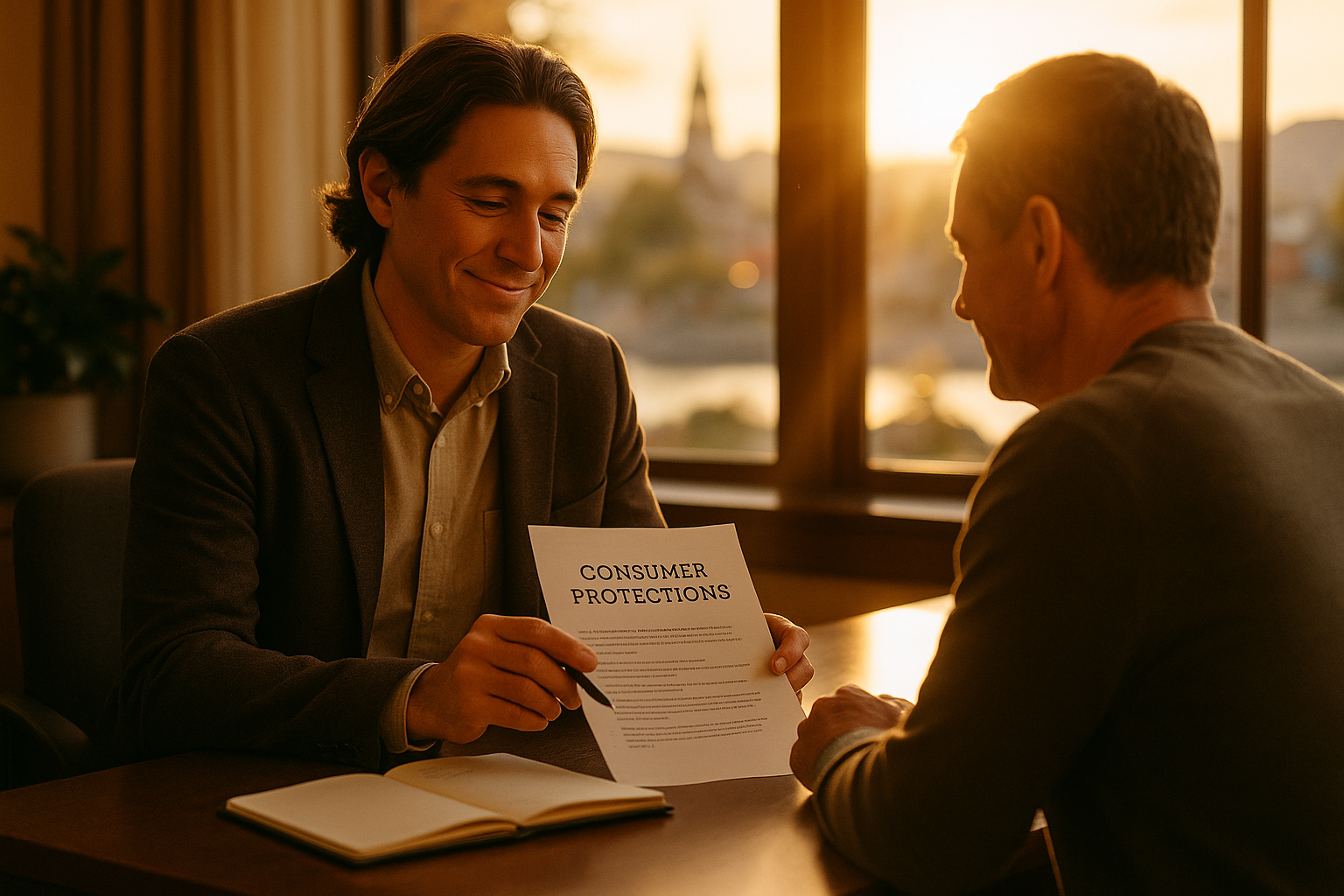 Advisor explaining consumer protections