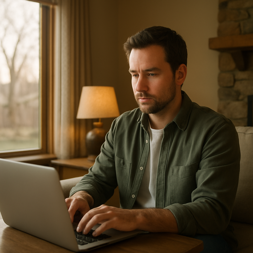 Person requesting an insurance quote on a laptop