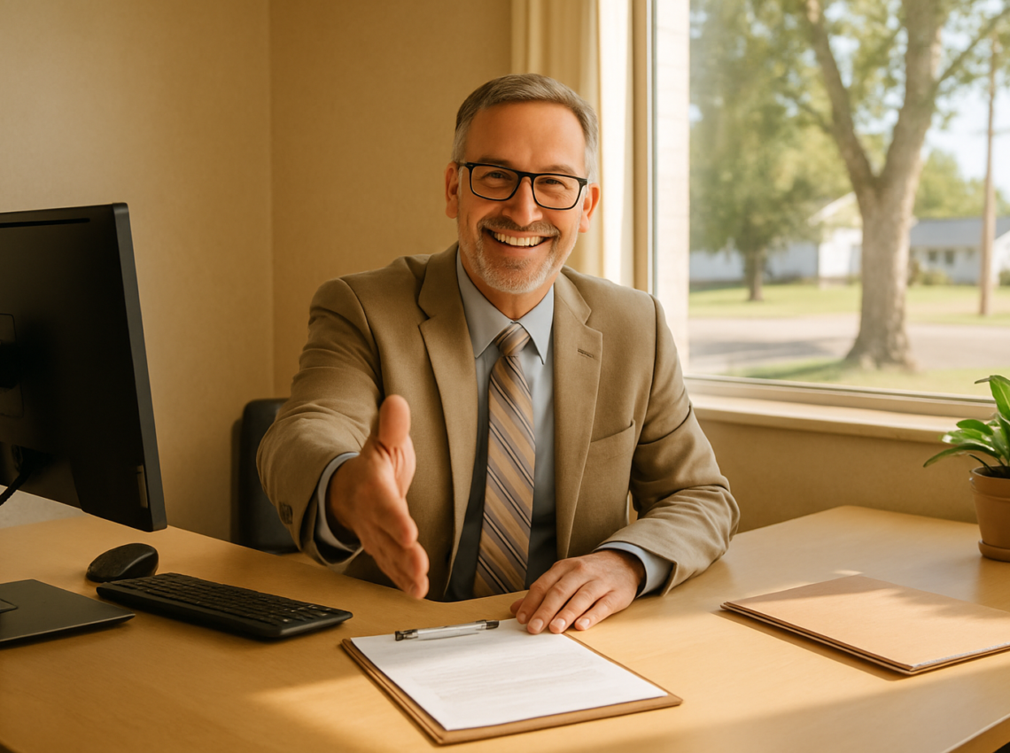Friendly Idaho insurance agent ready to help a new client