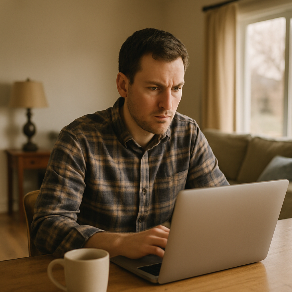 Person looking up insurance terms on a laptop