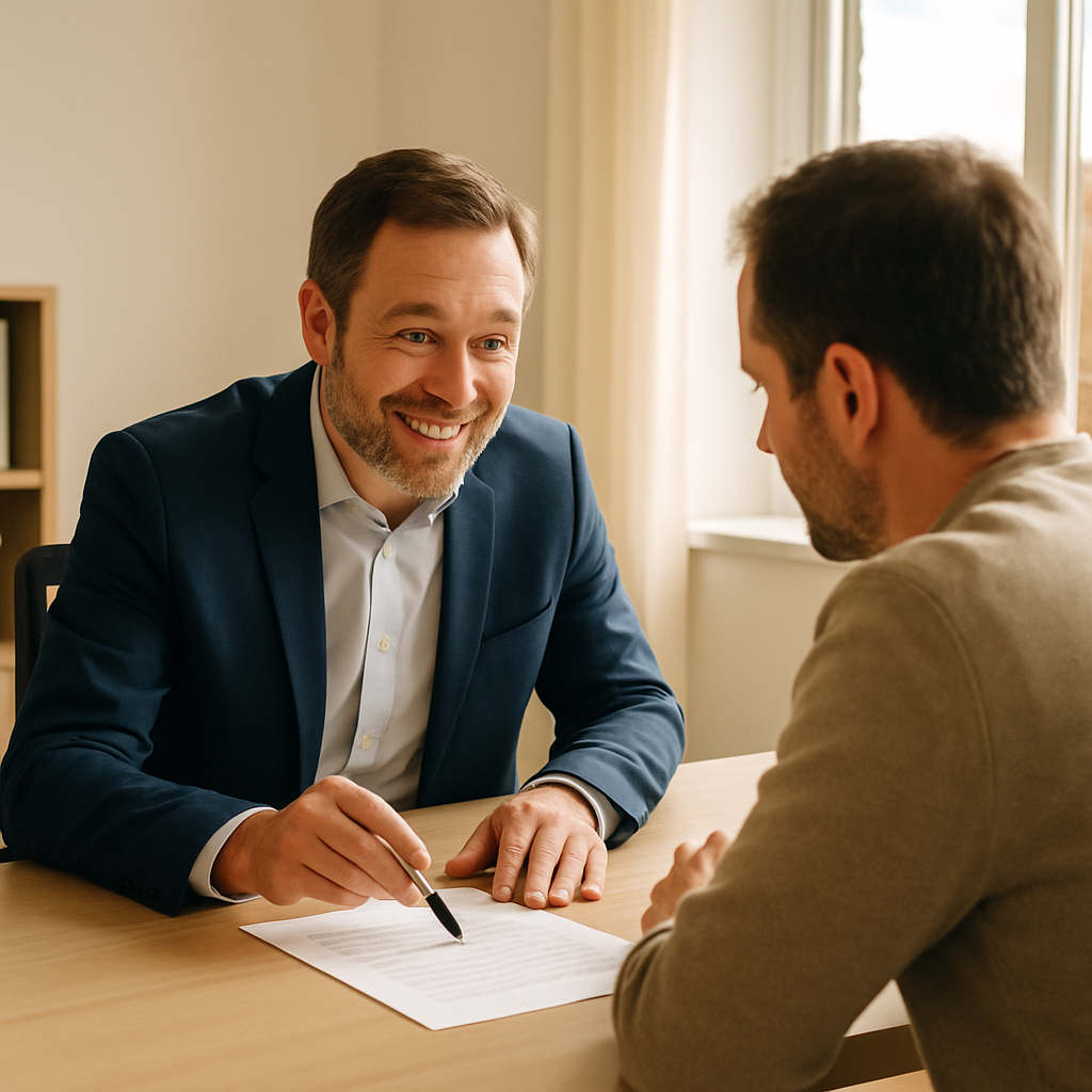Agent explaining an insurance term to a client