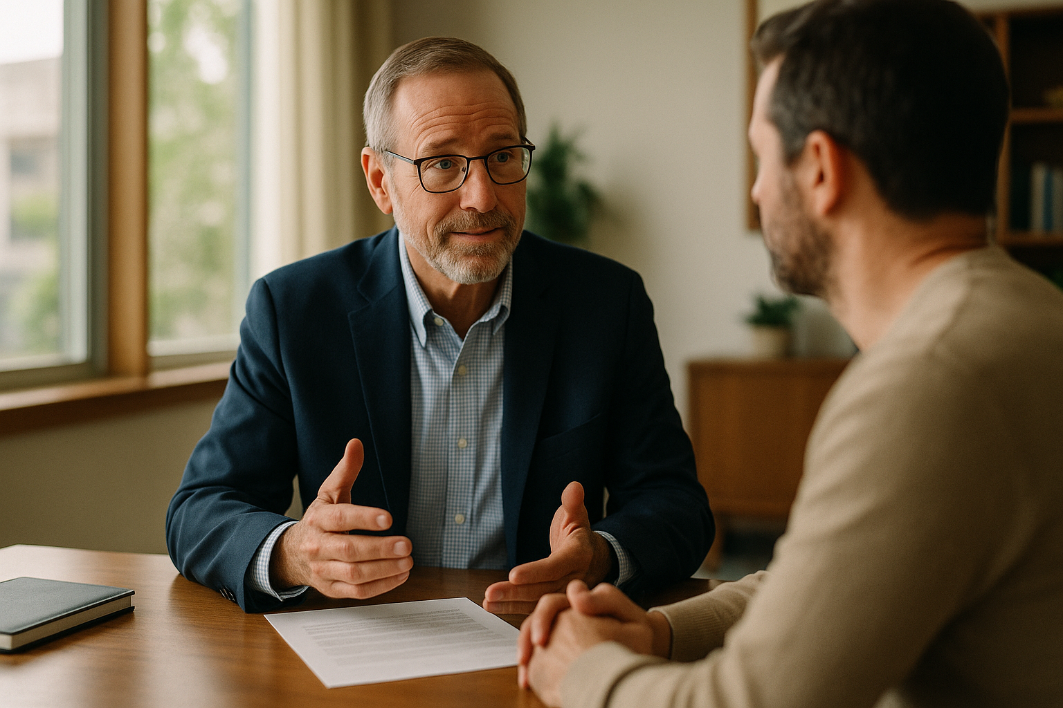 Agent explaining consumer protections to a client