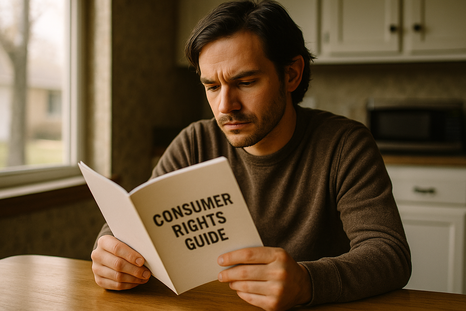Person reading a consumer rights guide