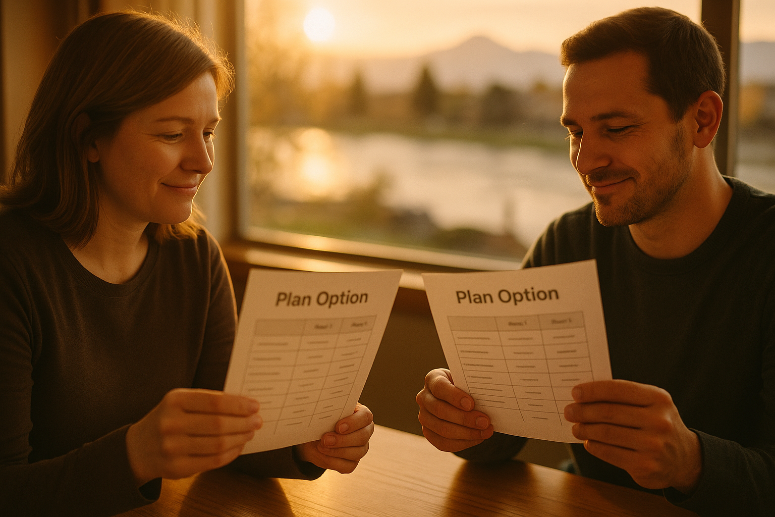 Comparing two health plan option sheets