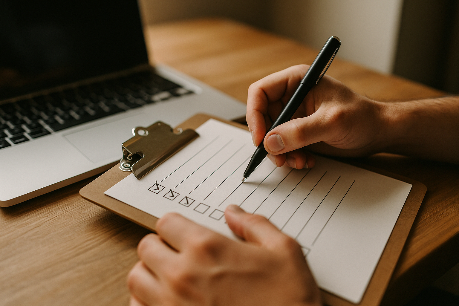 Checking items off an insurance renewal checklist