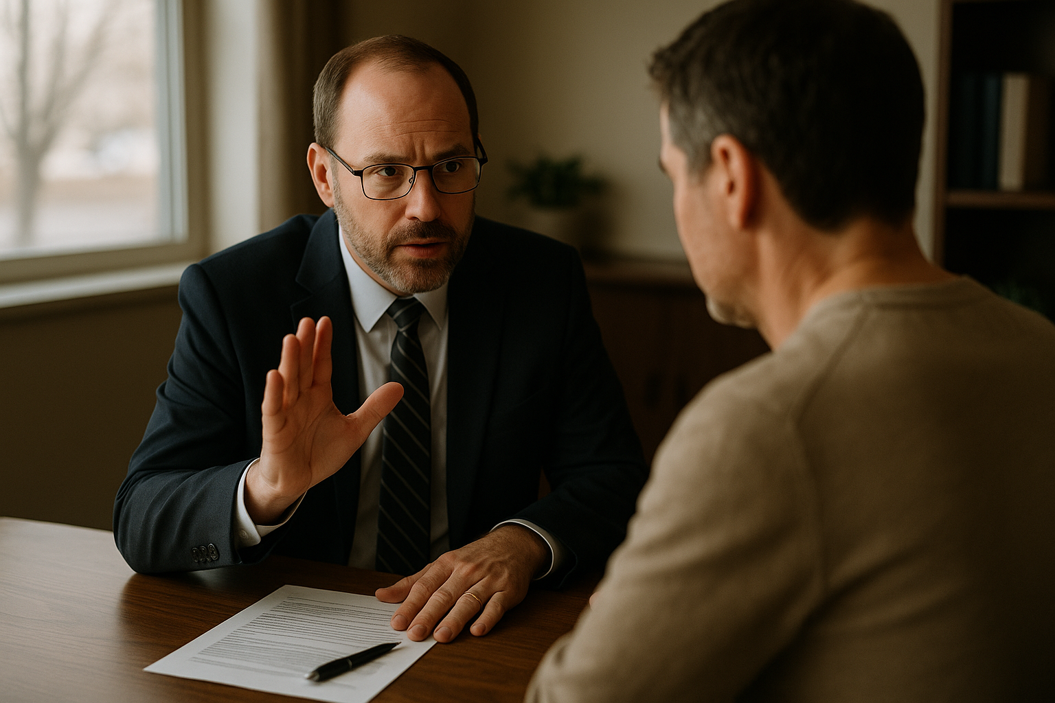 Agent warning a client about insurance scams