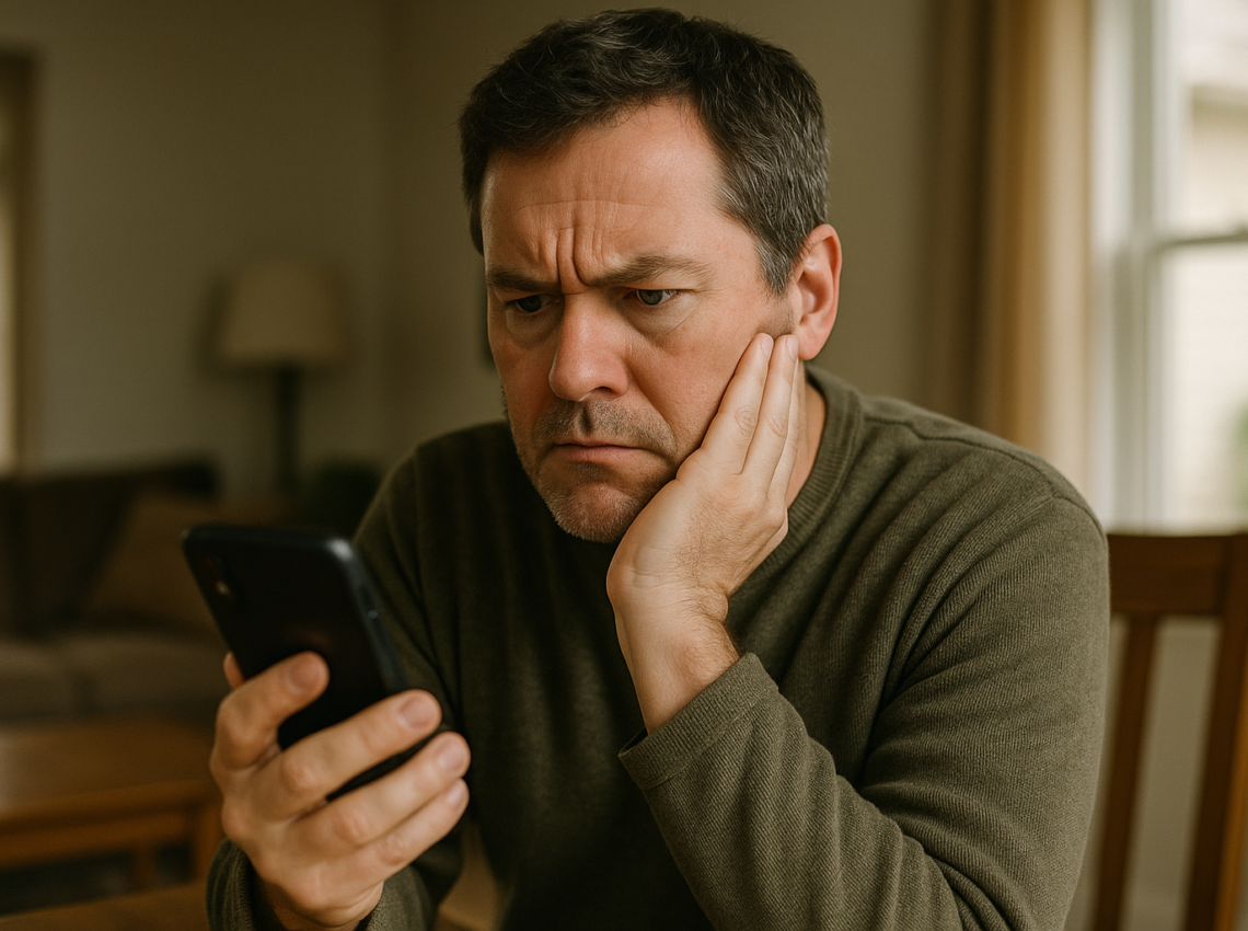 Person scrutinizing a suspicious insurance call