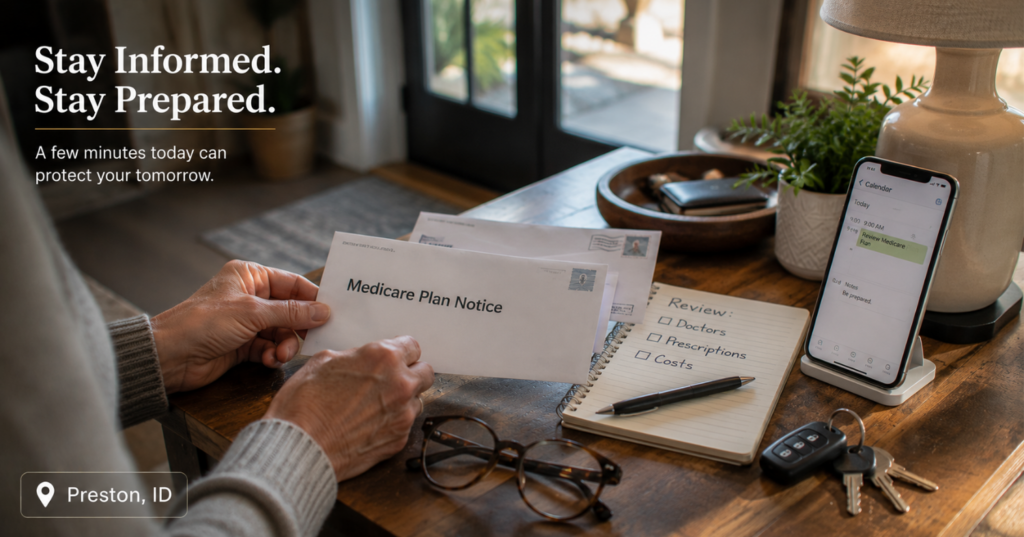 Preston Idaho Medicare plan notice review for doctors prescriptions costs and annual Medicare health plan changes